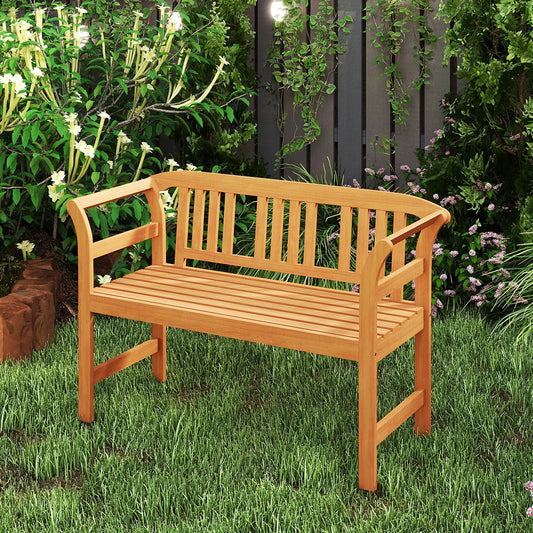 Acacia Wood 2-Person Patio Loveseat with Backrest and Armrests - Tampa Home & Garden Store