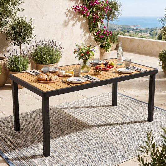 Acacia Wood Outdoor Dining Table Umbrella Hole