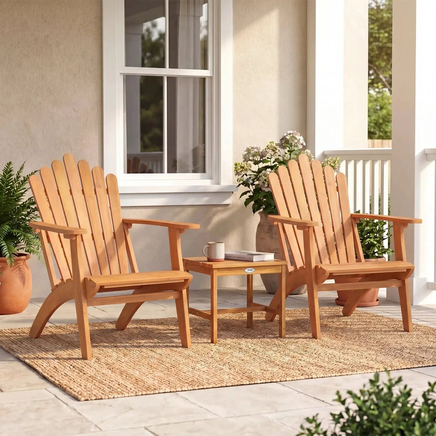 Acacia Wood Adirondack Chair 400 Lb Capacity