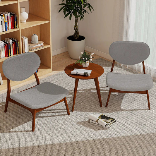 Accent chairs set of 2 with side table in grey fabric and wooden legs in a modern living room on Tampa Home & Garden Store