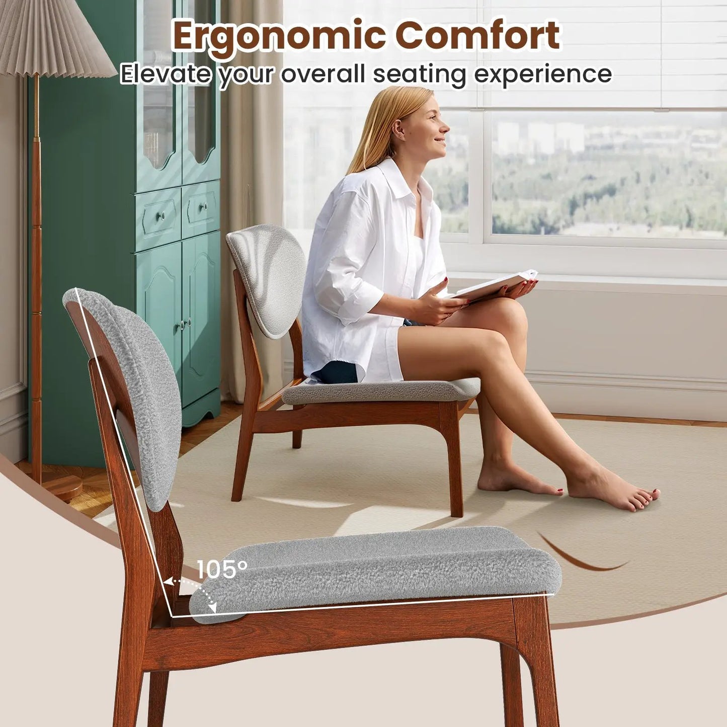 Accent chairs set of 2 with side table, gray upholstered seats and solid wood frames on Tampa Home & Garden Store