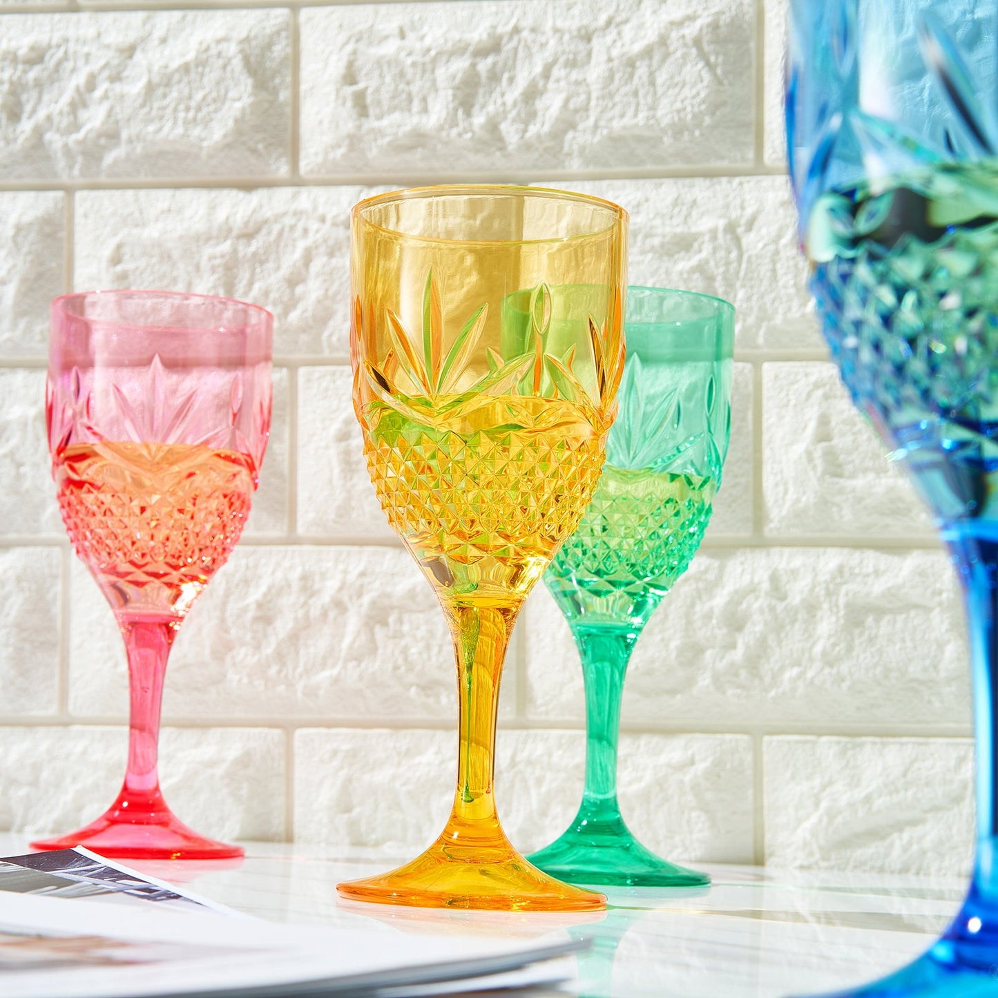 Onix Acrylic Crystal Stemmed Wine Glass Set Of 4