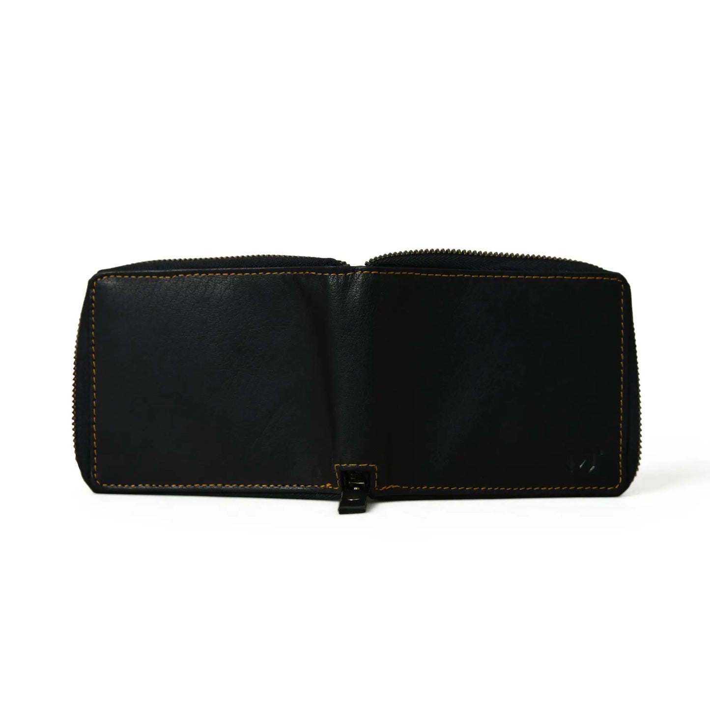 Adams Mens Bi Fold Wallet Black Buffalo Leather by Classy Leather Bags with tan stitching on Tampa Home & Garden Store