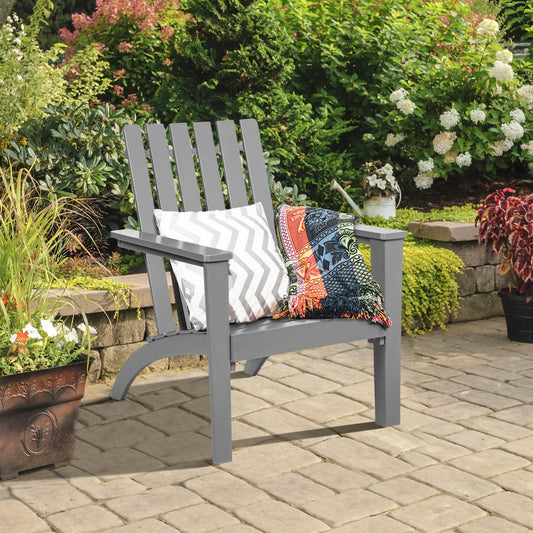 Outdoor Durable Patio Acacia Wood Adirondack Lounge Armchair-Gray - Tampa Home & Garden Store