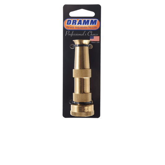 Dramm heavy duty brass adjustable hose nozzle with knurled grip on Tampa Home & Garden Store