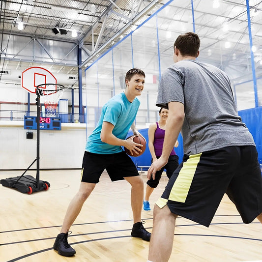 DirectDeals adjustable basketball hoop system with wheels for indoor gym play on Tampa Home & Garden Store