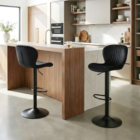 Adjustable Counter Height Chairs Set of 2 with Velvet Upholstered Backrests - Tampa Home & Garden Store