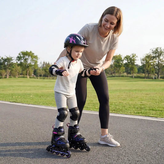 Adjustable kids' inline skates pair in purple and black for ages 5–14 DirectDeals on Tampa Home & Garden Store