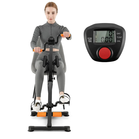 Adjustable LCD Pedal Exercise Bike with Massage DirectDeals black frame orange pedals on Tampa Home & Garden Store