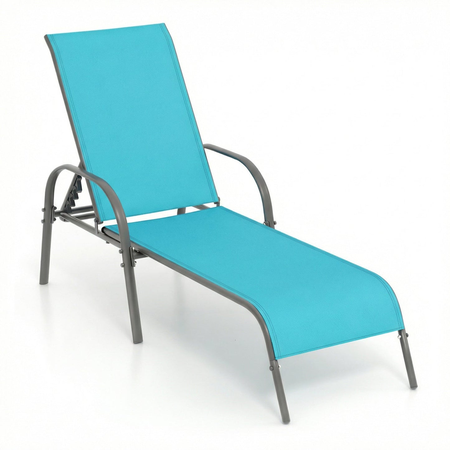 Tumbona Plegable Ajustable para Patio con Respaldo - Negra