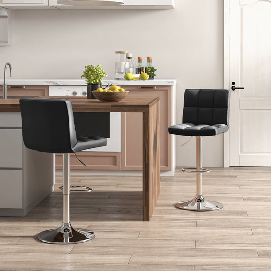 Adjustable Swivel Bar Stool with PU Leather-Black - Tampa Home & Garden Store