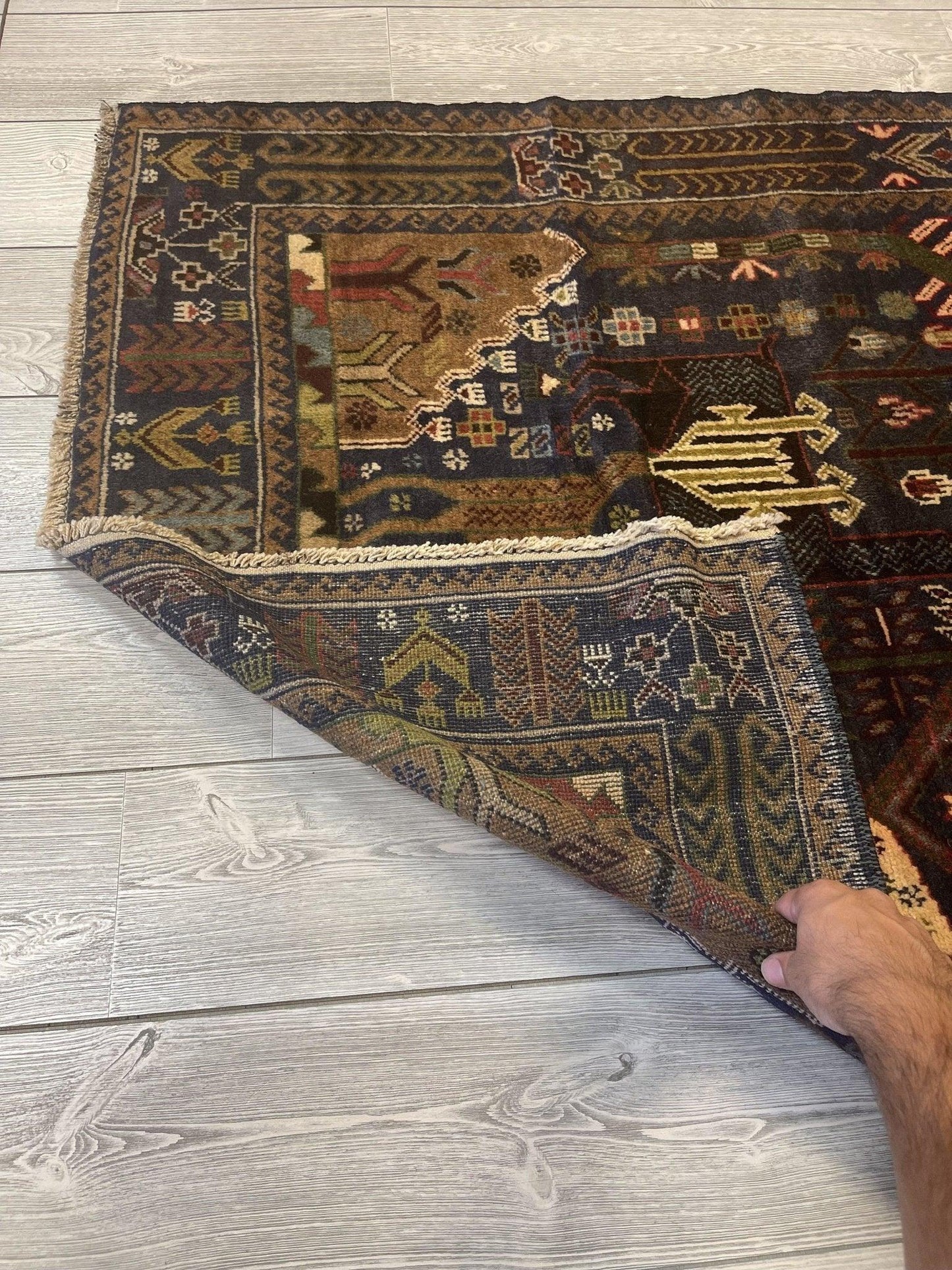 Afghani Vintage Pictorial Rug I Tribal Baluchi 3'6''X5'5'' - Tampa Home & Garden Store