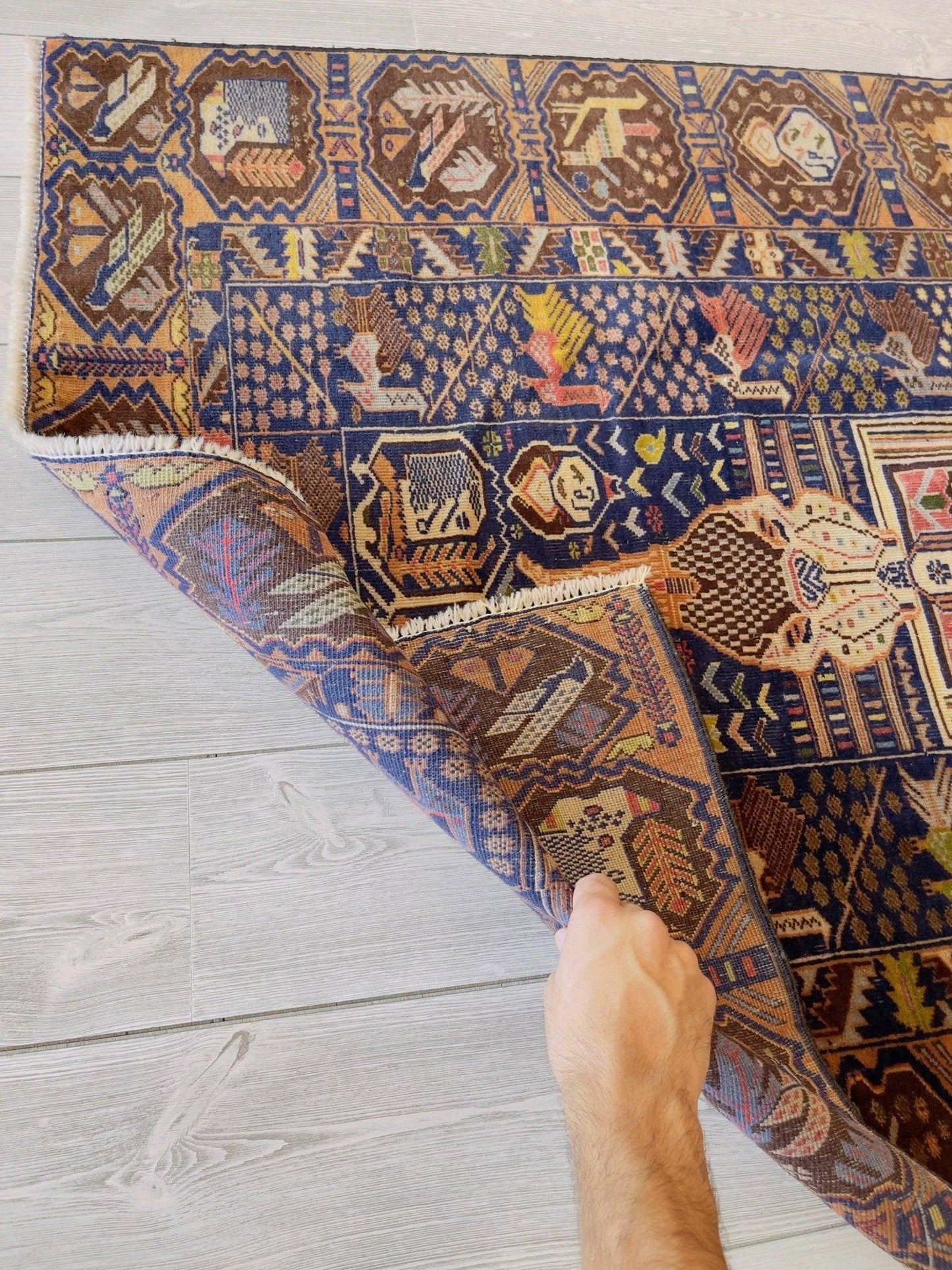 Afghani Vintage Pictorial Rug I Tribal Baluchi 4X7 Ft - Tampa Home & Garden Store