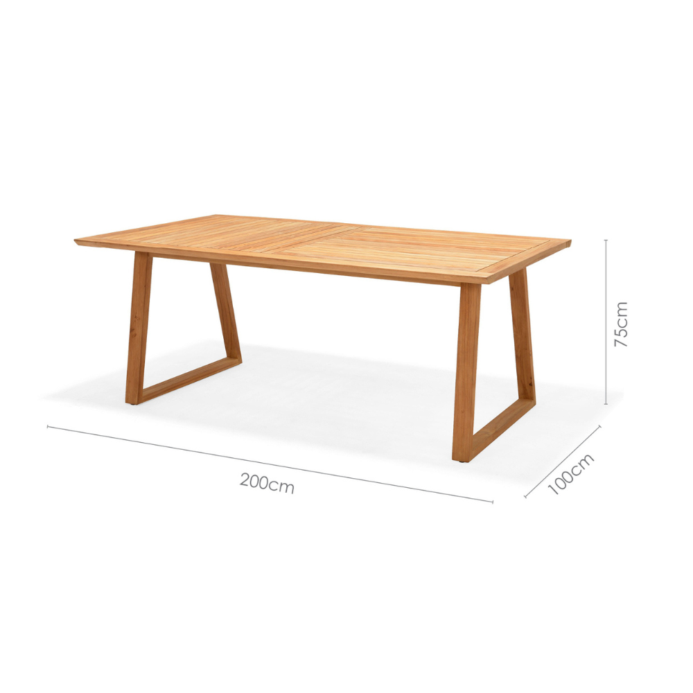 Agate rectangular teak outdoor dining table LifestyleGarden US natural teak finish on Tampa Home & Garden Store