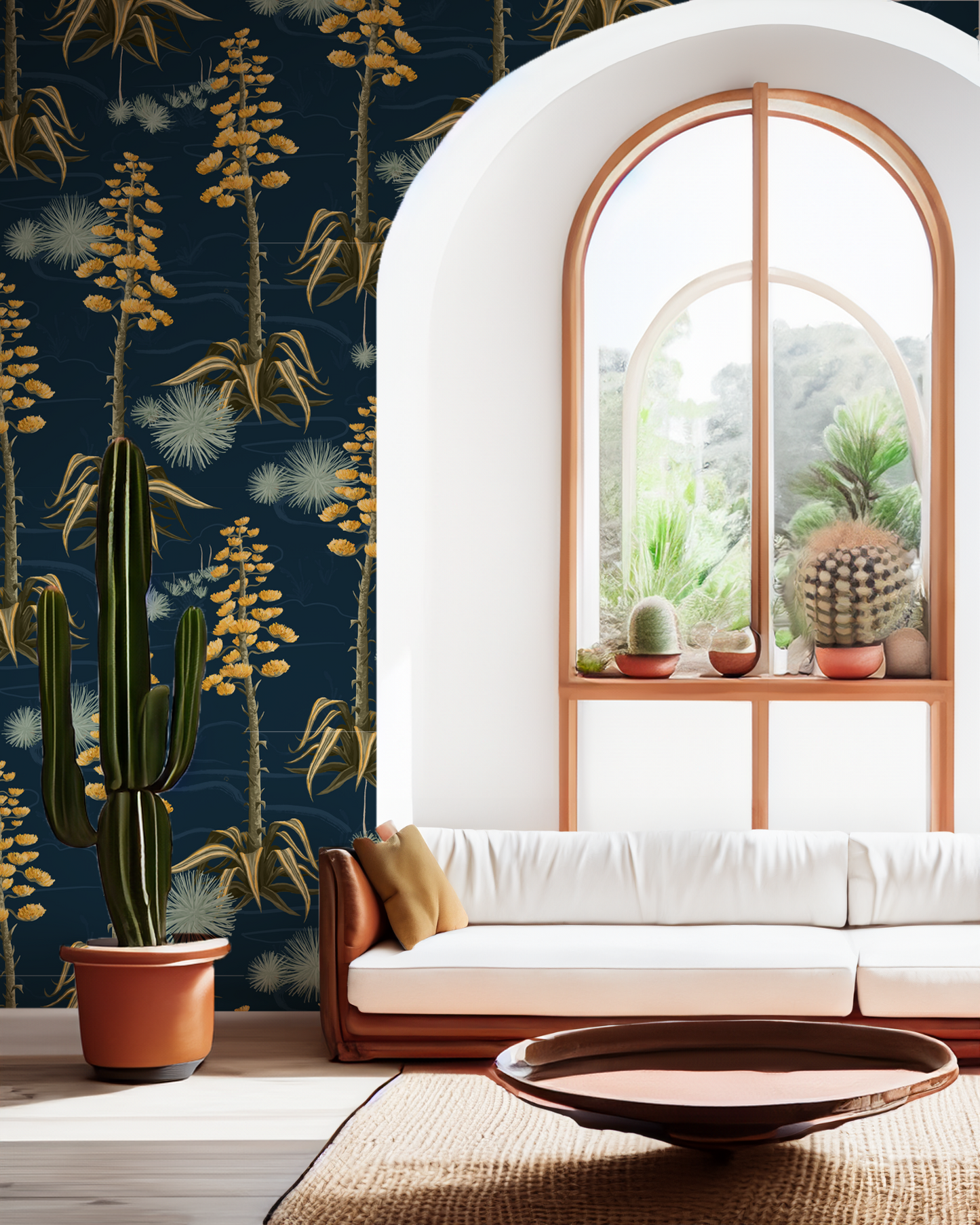 Agave Valley Wallpaper, navy - Tampa Home & Garden Store