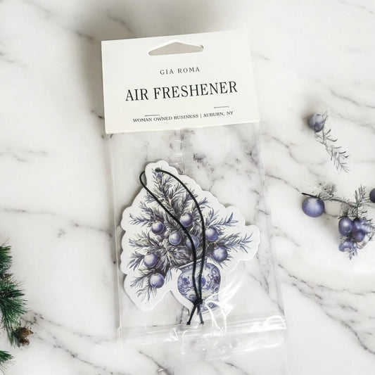 Gia Roma hanging air freshener with purple botanical print on Tampa Home & Garden Store