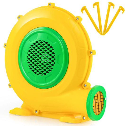 480W air blower yellow housing with green vent, convenient handle and ground stakes DirectDeals on Tampa Home & Garden Store
