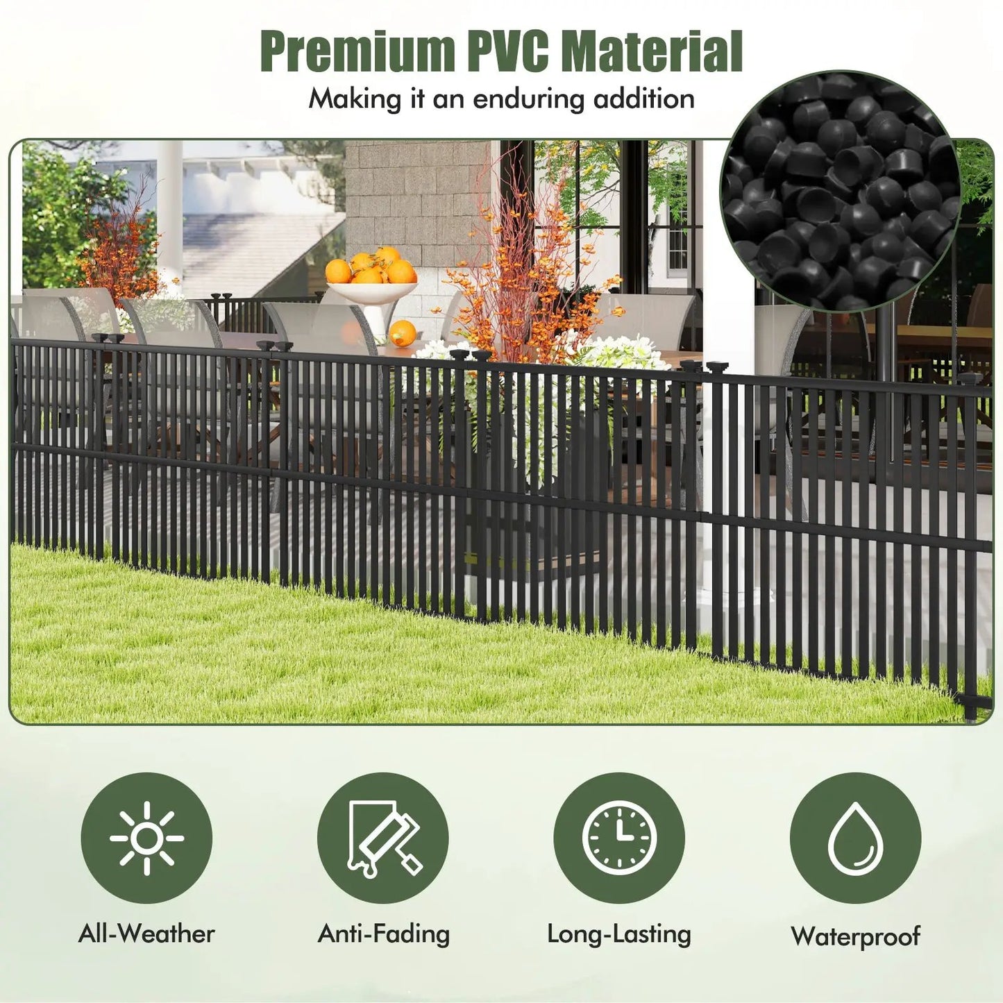 Air Conditioner Fence Panel with Ground Stakes, black PVC outdoor privacy fence, DirectDeals on Tampa Home & Garden Store