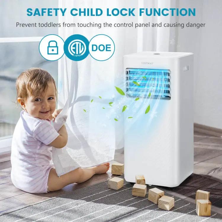 Costway 8000 BTU portable AC with timer, white unit for 250 sq ft on Tampa Home & Garden Store