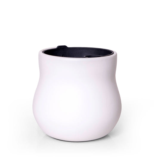 Ceramic plant pot alabaster white with black rubber liner by Happy Roots Plant Pots on Tampa Home & Garden Store