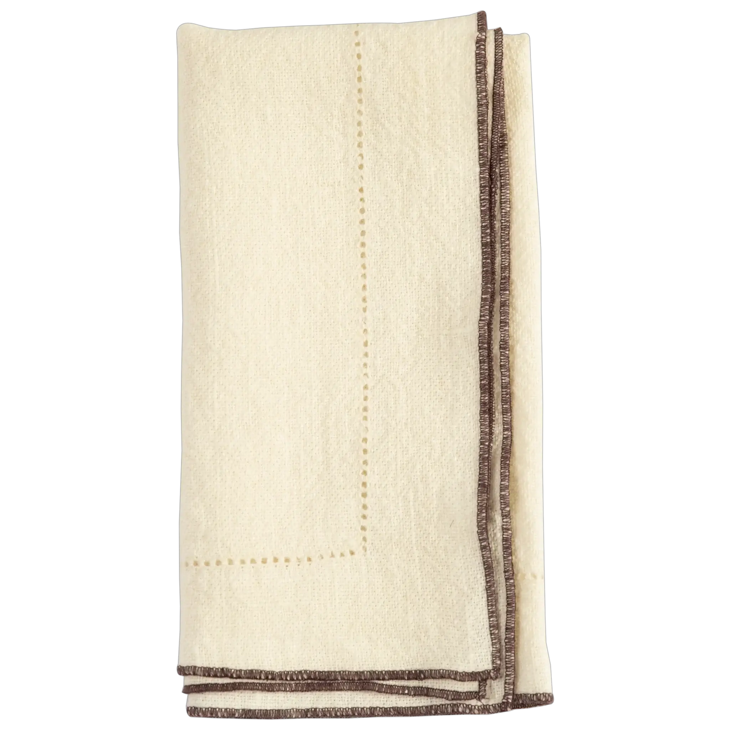 Allyson Table Linens napkins, set of four in cream with brown border, White Cliff Studio on Tampa Home & Garden Store