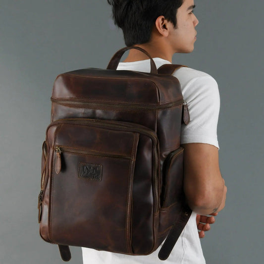 Alpha Brown Buffalo Leather Travel Backpack, Classy Leather Bags, laptop backpack on Tampa Home & Garden Store