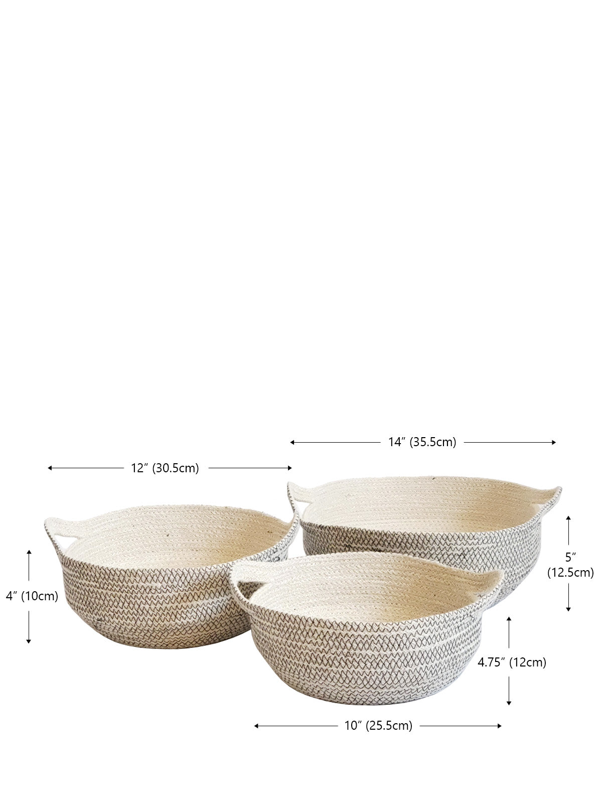 Amari Handwoven Fruit Bowl Set 3-piece, black and natural weave on Tampa Home & Garden Store