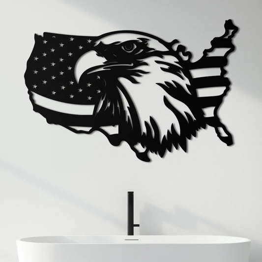 American Flag Eagle Silhouette Metal Wall Art β Patriotic USA Decor for Home & Office- KAF497 - Tampa Home & Garden Store