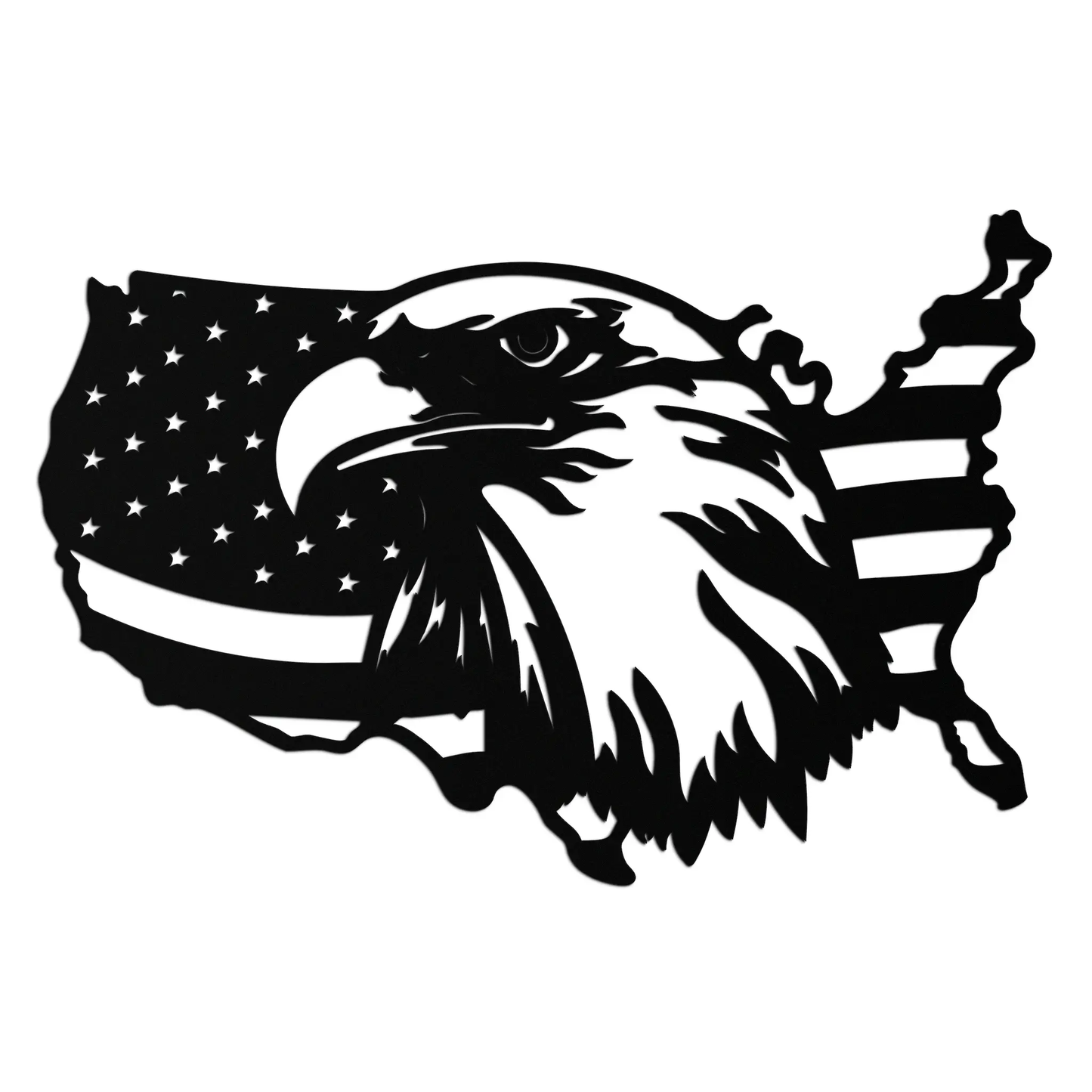 American Flag Eagle Silhouette Metal Wall Art black metal with star flag pattern on Tampa Home & Garden Store
