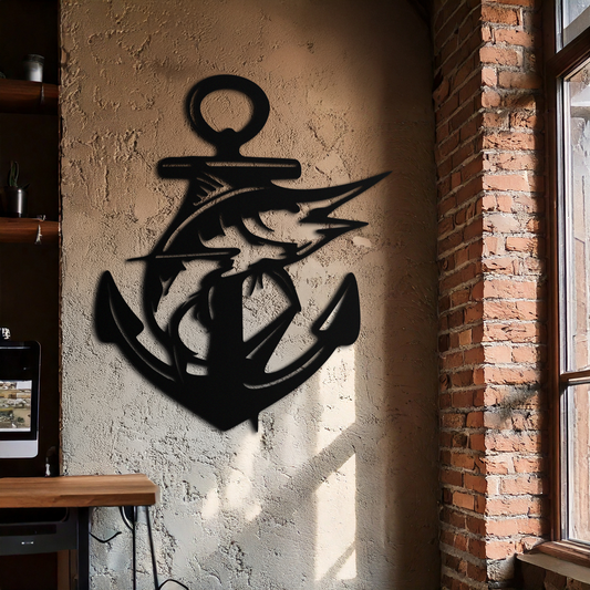 Anchor and Fish Metal Wall Art – Nautical-Inspired Design for Sea Lovers- KAF668 - Tampa Home & Garden Store
