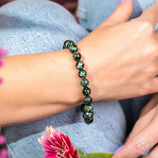 Bracelet Angel Energy Seraphinite green beaded stretch bracelet on Tampa Home & Garden Store