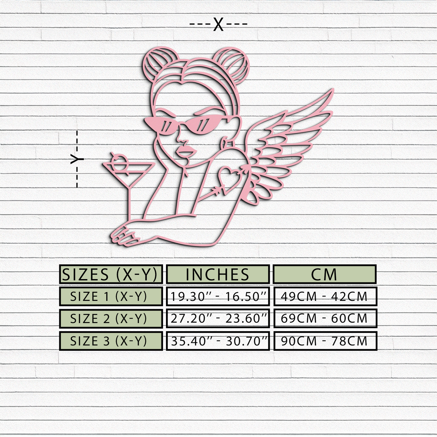 Angel Girl with Sunglasses and Cocktail – Pink Metal Wall Art - KAFGP176 - Tampa Home & Garden Store
