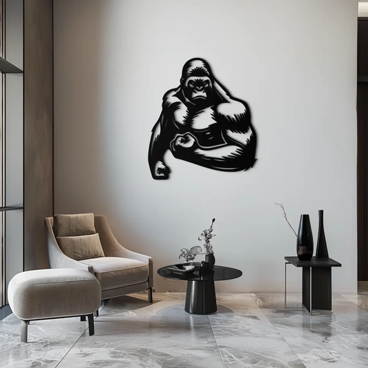Angry Gorilla Metal Wall Art - bold black silhouette for gym and man cave on Tampa Home & Garden Store