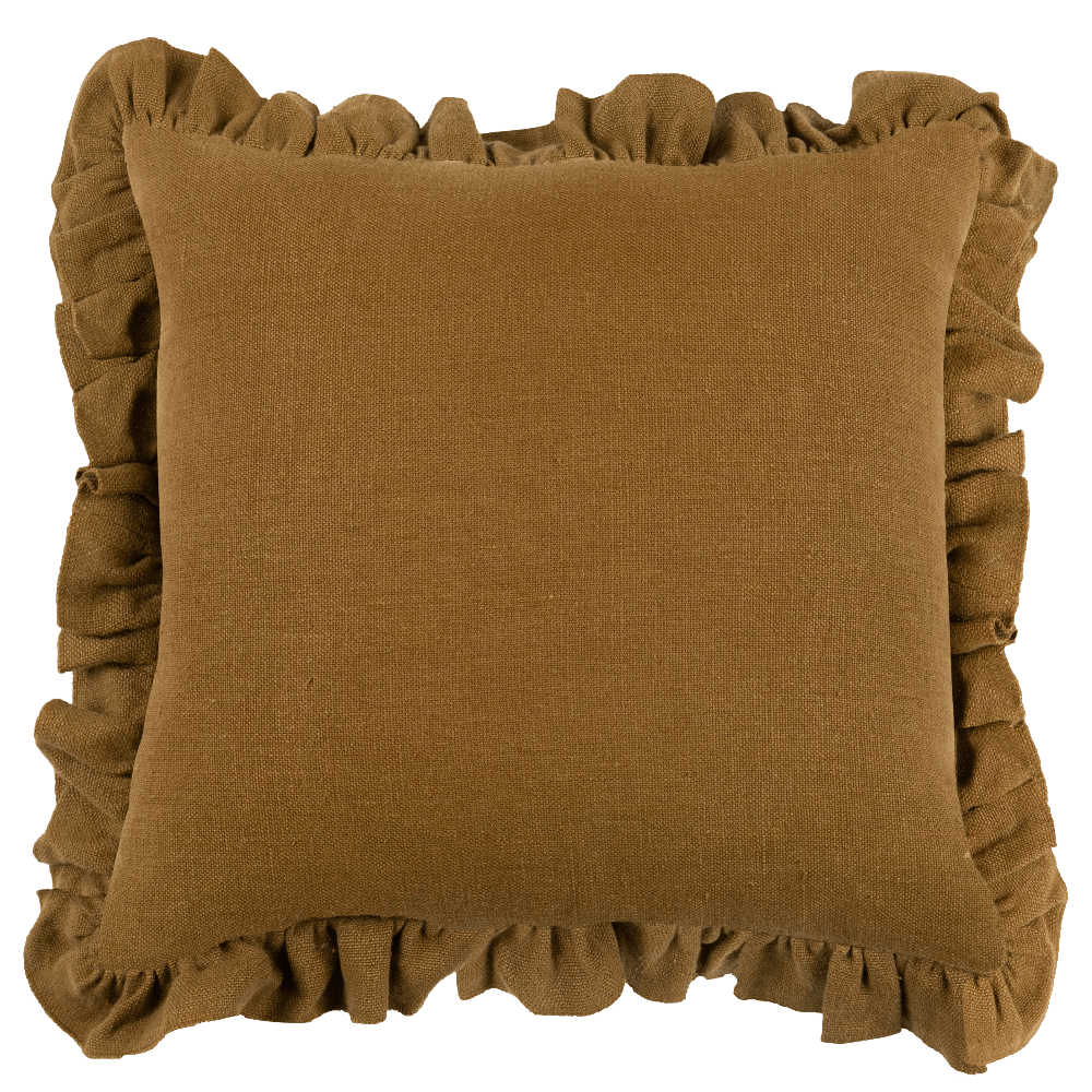 Anita Linen Solid Throw Pillow Cover, Mustard Ruffled - Tampa Home & Garden Store