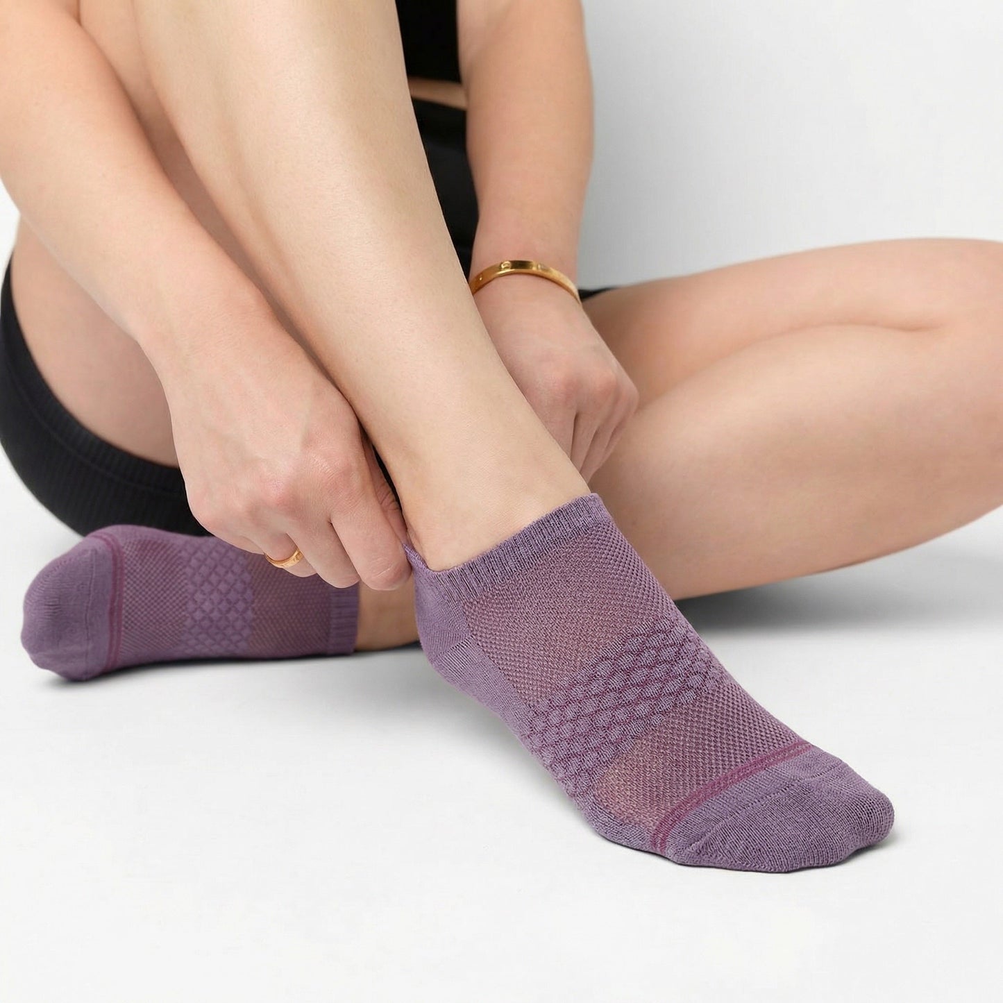 DeadSoxy Cozy Ankle Socks 4-Pack in lavender knit with diamond-knit cuff texture on Tampa Home & Garden Store