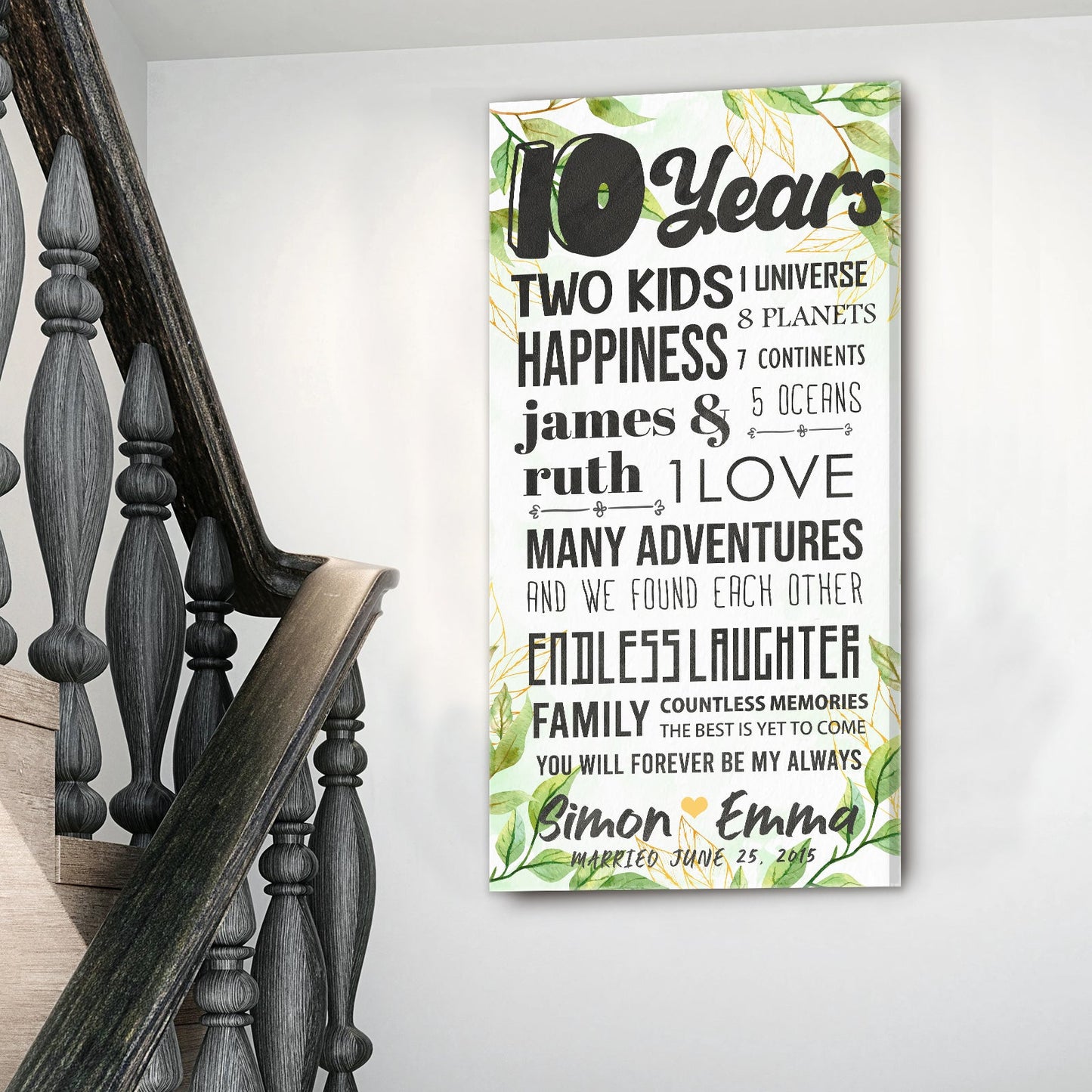 Journey Sign canvas by Tailored Canvases with black text and green border on white canvas on Tampa Home & Garden Store