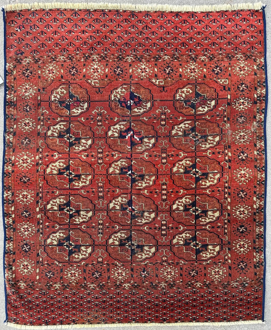 Antique 1880’s Tribal Turkoman Tekke Wedding Rug 3’4” x 4’1” - Tampa Home & Garden Store
