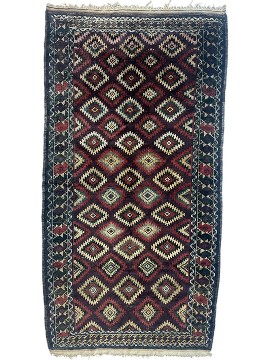 Rug Antique Baluchi Wool Hand Knotted Afghanistan runner by Rugistan, 4 ft 5 in x 8 ft 6 in on Tampa Home & Garden Store