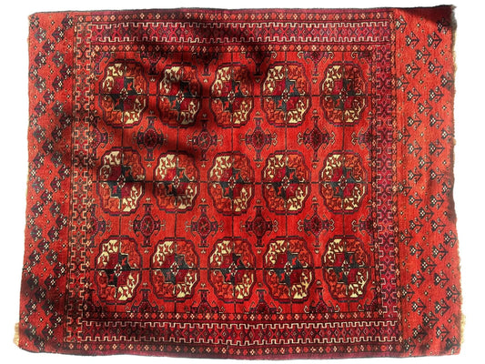 Rug antique Turkoman Tekke Wedding Rug 3x4 ft red with geometric medallions Rugistan on Tampa Home & Garden Store