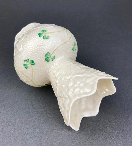 Antique Belleek Vase, Ireland. Cream Colored Porcelain Flower Vase with Schamrock Motif. Vase with Scalloped Rim. Gift for Her. - Tampa Home & Garden Store