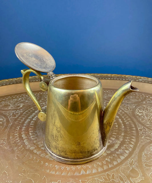 Antique brass teapot with hinged lid and curved spout by Anything Discovered on Tampa Home & Garden Store