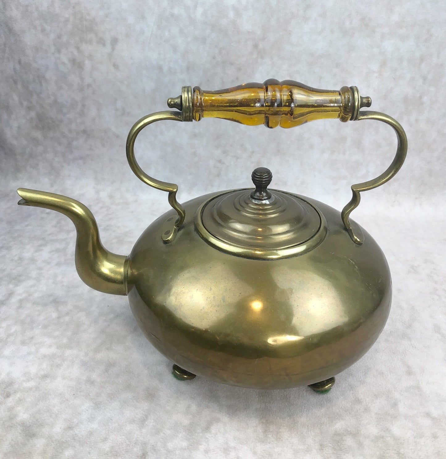 Antique Brass Teapot or Kettle or Coffee Pot with Glass Handle. Kettle Pot with Feet for Home Decor. - Tampa Home & Garden Store