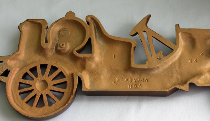 Antique Cast Metal Yellow Car. Wall Hanging Rustic Home Decoration. Ready to Hang. Made by Sexton, USA. - Tampa Home & Garden Store