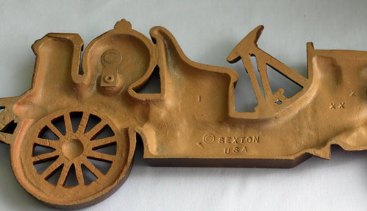 Antique Cast Metal Yellow Car. Wall Hanging Rustic Home Decoration. Ready to Hang. Made by Sexton, USA. - Tampa Home & Garden Store