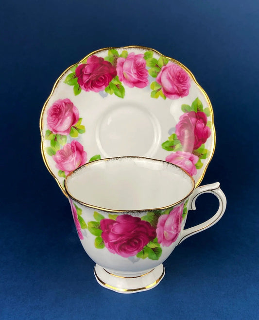 Royal Albert cup and saucer 3-piece set, pink rose print, bone china on Tampa Home & Garden Store