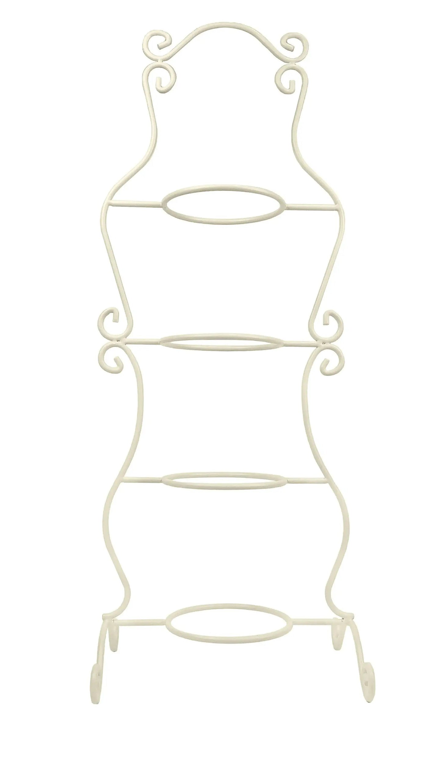 Cup and saucer display rack white metal with ornate scrollwork 4 tiers on Tampa Home & Garden Store