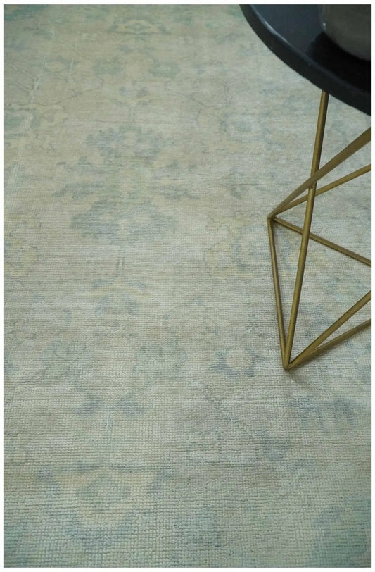 Antique Silver and Charcoal Oushak Wool Area Rug by The Rug Decor with soft gray-blue tones on Tampa Home & Garden Store