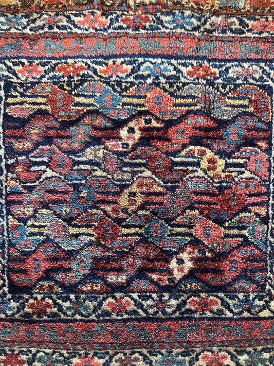Antique Natural Dyes Small Kurdish Square Decorative Hanging Rug - 22" X 24" - Tampa Home & Garden Store