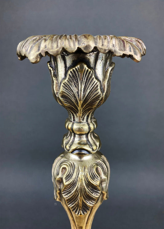 Antique Pillar Candle Holder/Silver Plated Candle Stand/Art Nouveau Relief. Fine Dining. - Tampa Home & Garden Store