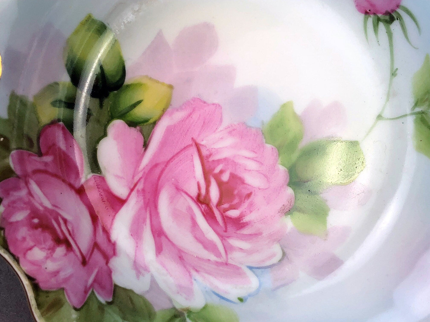 Antique Porcelain Berry Bowls in Blueberry Motif. Set of Two Small Serving Plates by Embassy Ware, Fondeville, England. Scalloped Rim. - Tampa Home & Garden Store